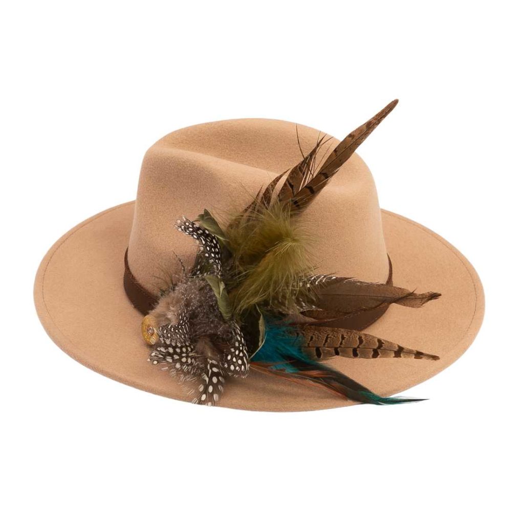 Vada Beige Fedora Hat With Feathers Grace And Dotty