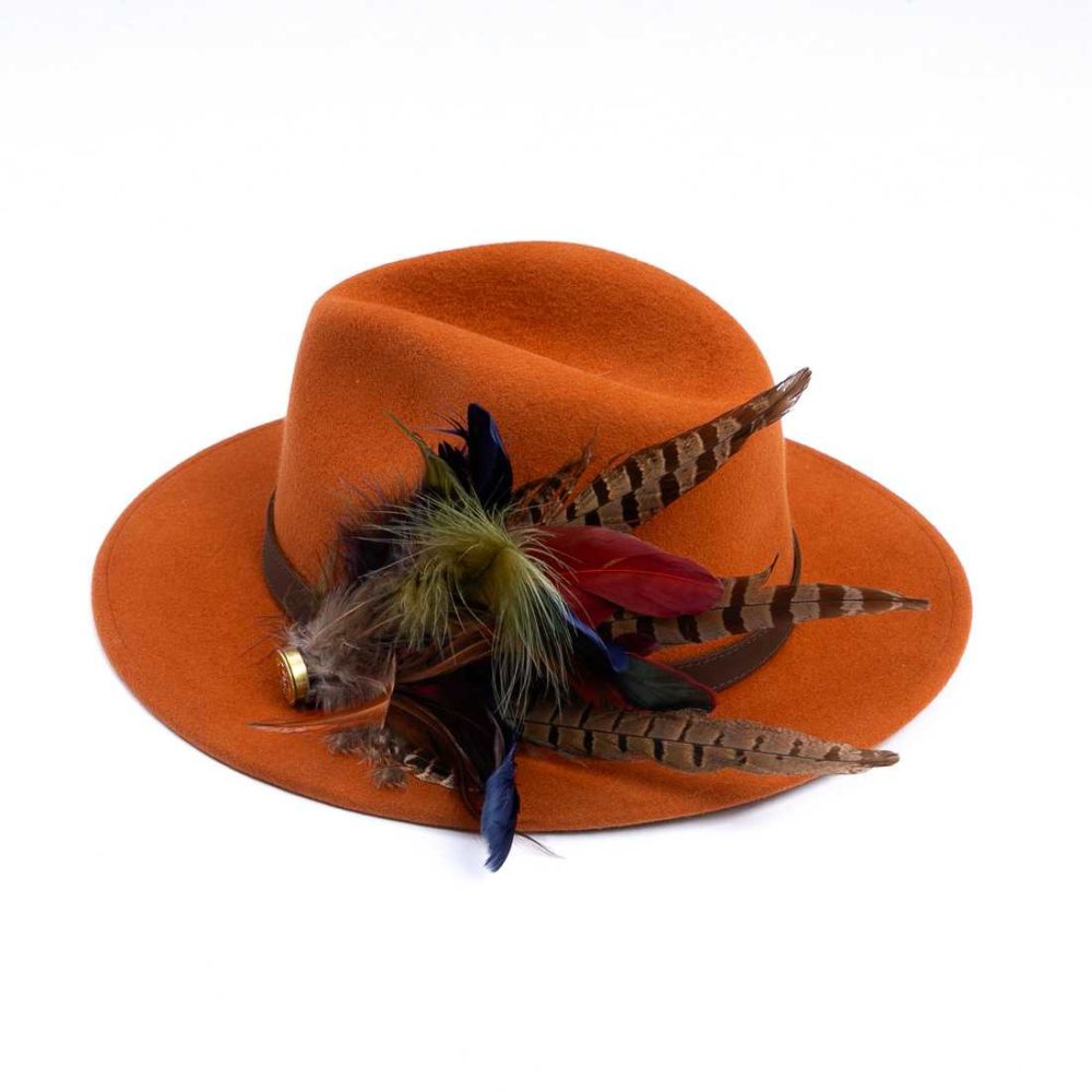 Orange fedora hot sale hat