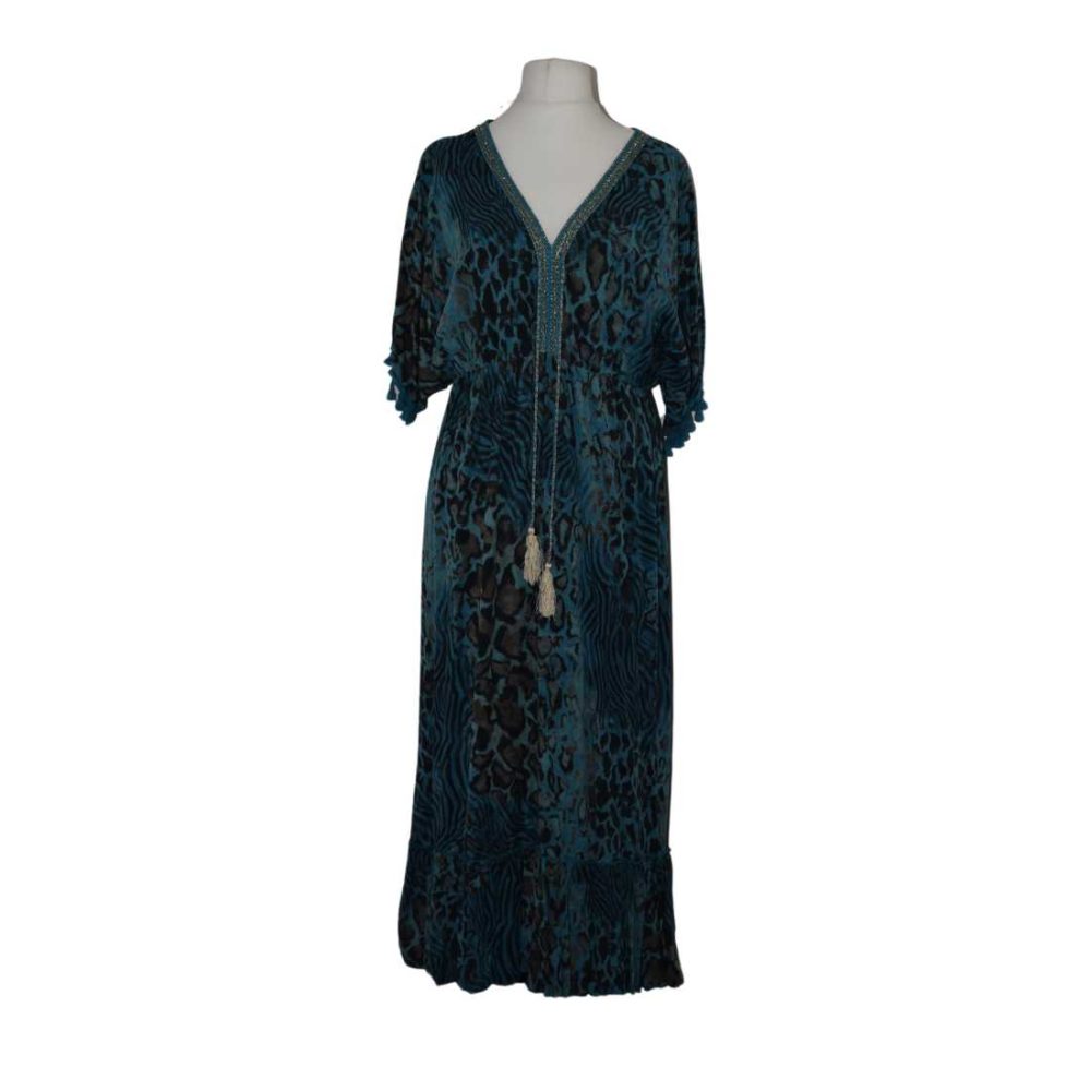 Blue Leopard Midi Dress